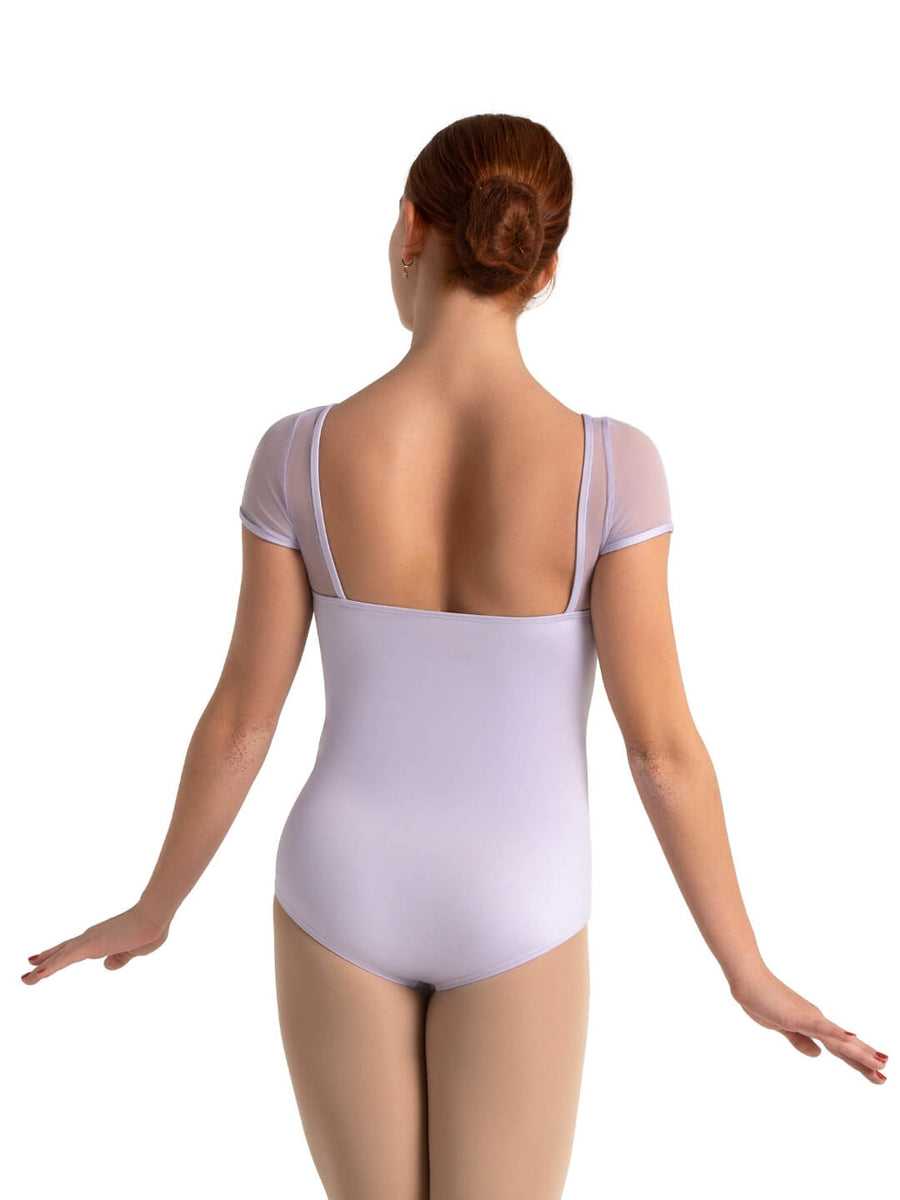 Studio Collection Mesh Yoke Short Sleeve Leotard - Girls main image 1