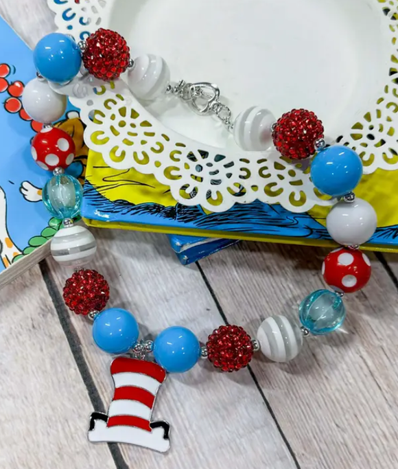 Red & White Striped Hat Necklace