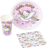 Hello Kitty Unicorn Rainbow Toss Paper Plates Cups Napkins Party Pack Set