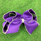 Hair Bow with Contrasting Moonstitch Edges and Wrap